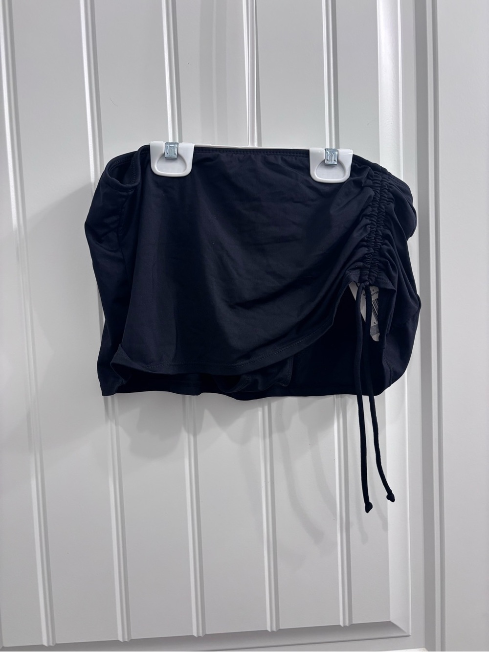 Black Ruched Side Drawstring Mini Skirt Bikini Bottom